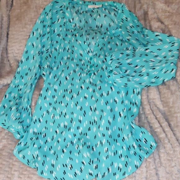 Lush Tops - Lush teal secretary blouse